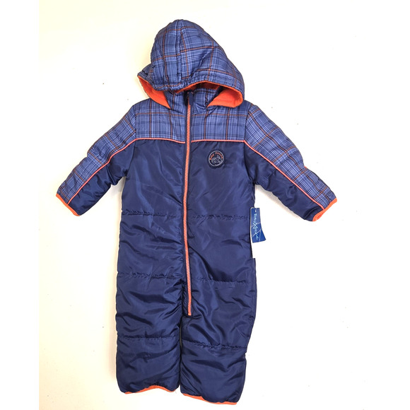 Baby Xtreme Blue Snowsuit 12 Months One Piece Snowmobile Suit Fleece Inner New - Picture 1 of 16